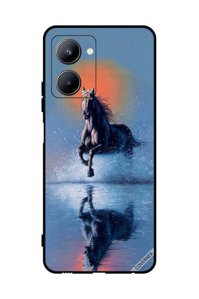 Covernex غطاء حماية لهاتف Realme C33 - رسم حصان يركض في الماء