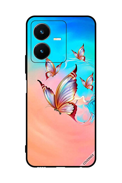 Covernex غطاء حماية لهاتف Vivo Y22s بطبعة فراشات تحلق فوق لون الطلاء