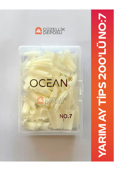 Güzellik Deposu Ocean Yarım Ay Tips Tek Numara No:7 200'lü Protez Tırnak Tips