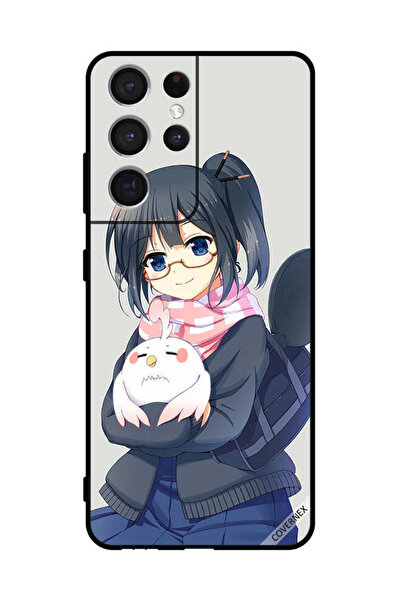 Covernex غطاء حماية لهاتف سامسونج S21 ألترا 5G، رسم فتاة تحمل حيوانًا أليفًا