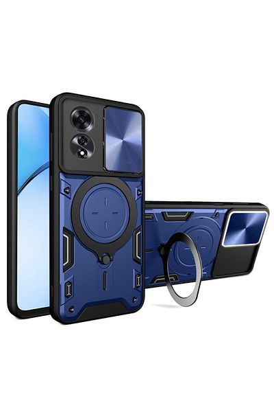 SKYDDAR INNOVATION Husă pentru Oppo A60 4G, CamGuard Pro, inel magnetic, protecție cameră, set autocolante, albastră