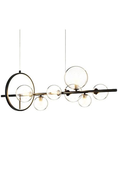 LUXXO Chandelier equipped with LED 15W + 10xG9, tricolor, glass lampshades, 120x30x30cm, Nala L