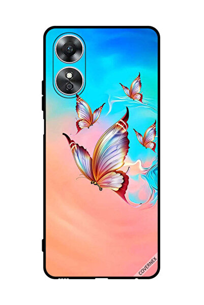 Covernex غطاء حماية لهاتف Oppo A17 - فراشات تحلق فوق لون الطلاء