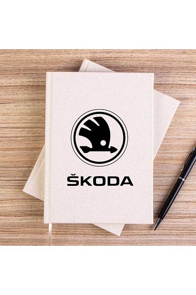 Z zepplin Skoda Logo Cream Unlined Canvas Notebook