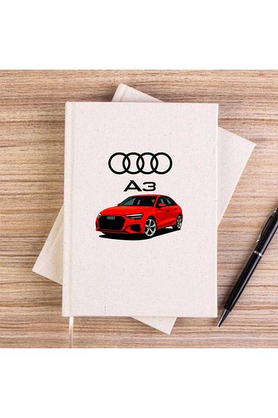 Z zepplin Audi A3 Text Logo Cream Unlined Canvas Notebook