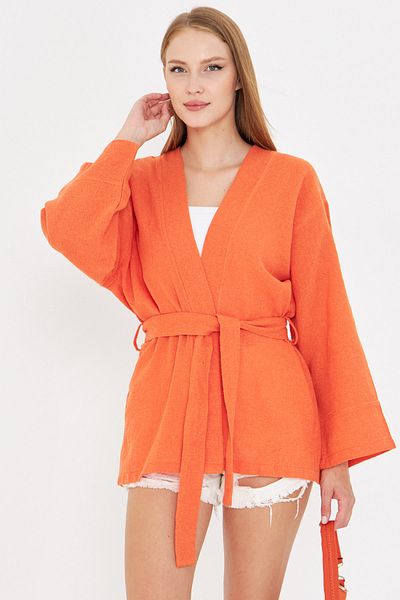 armonika Women's Orange Belted Kimono Arm-25Y001073