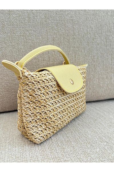Z&M COLLECTION BAG SHOPPİNG Geantă de damă din paie, cu un singur mâner, cu închidere cu fermoar