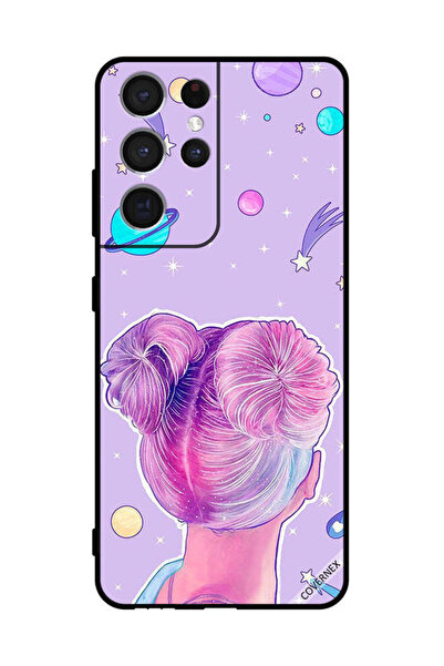Covernex غطاء حماية لهاتف سامسونج S21 ألترا 5G، رسم فتاة ونجوم الفضاء