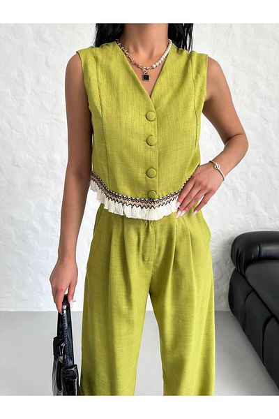Lotus Linen Tassel Detailed Bottom-Top Set