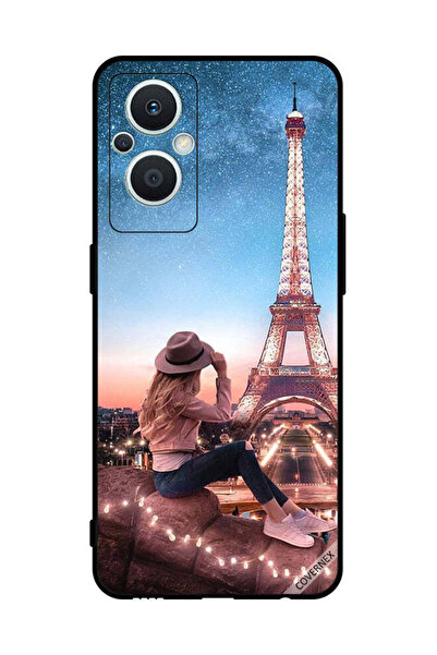Covernex غطاء حماية لهاتف Oppo Reno 7 Z 5G بتصميم فتاة القبعة وبرج إيفل