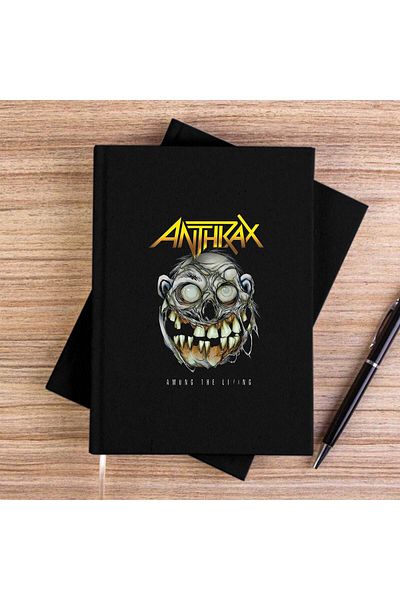 Z zepplin Anthrax Amung the Living Black Unlined Canvas Notebook