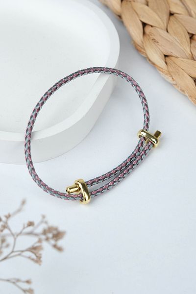 Jack Ferrero Gold Steel / Unisex Colorful String Bracelet (Adjustable)