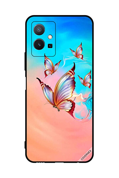 Covernex غطاء حماية لهاتف فيفو T1 5G بطبعة فراشات تحلق فوق الطلاء