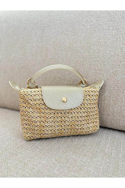 Z&M COLLECTION BAG SHOPPİNG Geantă de damă din paie, cu un singur mâner, cu închidere cu fermoar