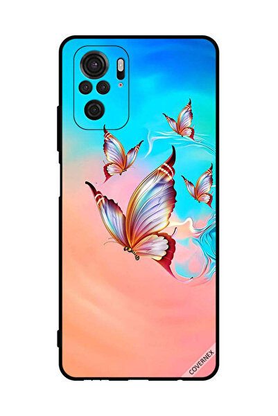 Covernex غطاء حماية لهاتف شاومي ريدمي نوت 10 إس 4 جي، فراشات تحلق فوق لون الطلاء