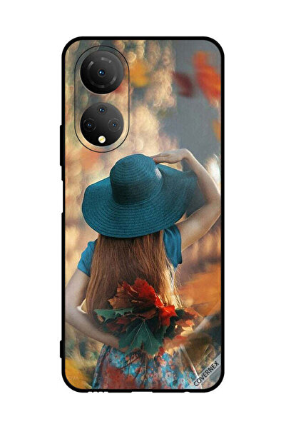Covernex غطاء حماية لهاتف Honor X7 - فتاة قبعة تخفي الحب والأوراق