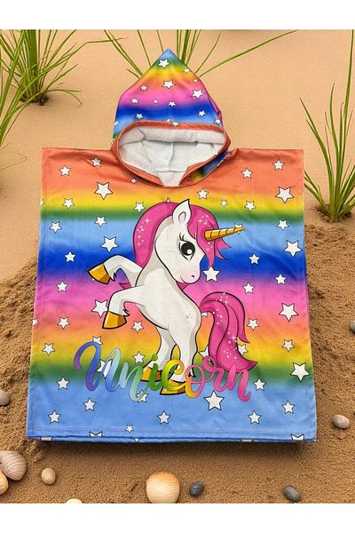 MİLAYS LİFE HOME COLLECTİON Girl's Poncho Cape Beach & Sea Towel
