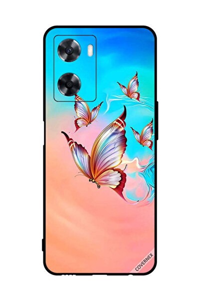 Covernex غطاء حماية لهاتف Oppo A77s بطبعة فراشات تحلق فوق لون الطلاء