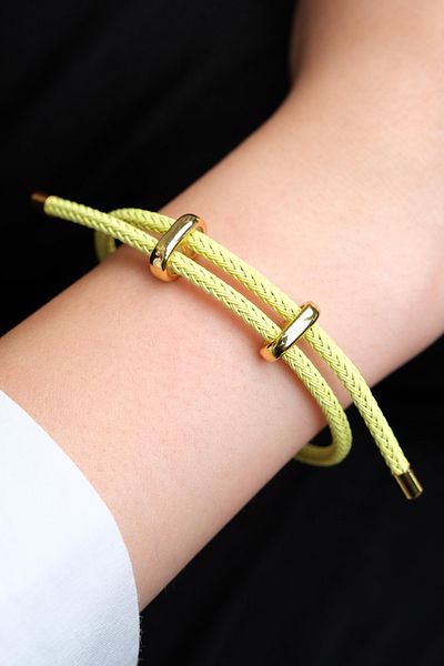 Jack Ferrero Gold Steel / Unisex Colorful String Bracelet (Adjustable)