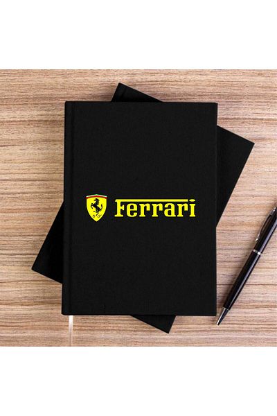 Z zepplin Ferari Logo Gold Text Black Unlined Canvas Notebook