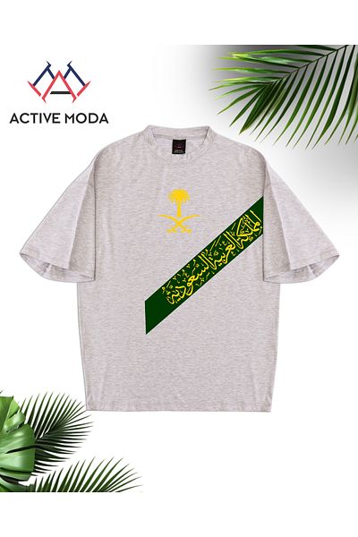 ACTIVE MODA -Men's Cotton Printed Saudi Arabia Short Sleeve Tshirt Oversize Plus Size