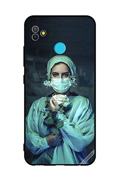 Covernex غطاء حماية لهاتف تكنو بوب 5 - ممرضة تحمل زهرة