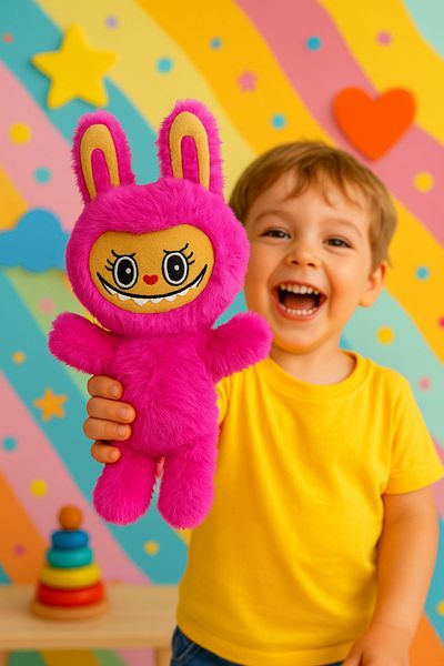 SNSTİCARET Labubu Plush Doll Decorative Pillow, Sleeping Companion Labubu Toy