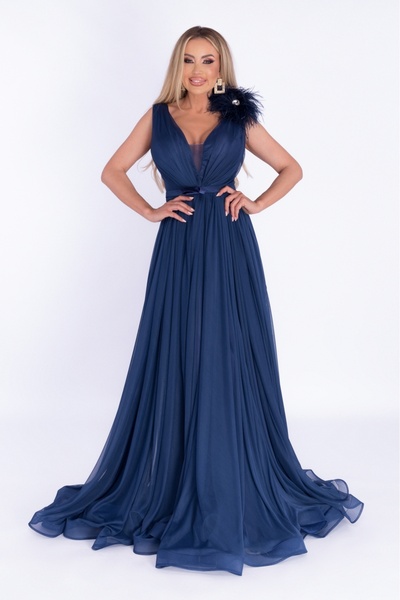 Atmosphere Fashion Long navy blue tulle dress