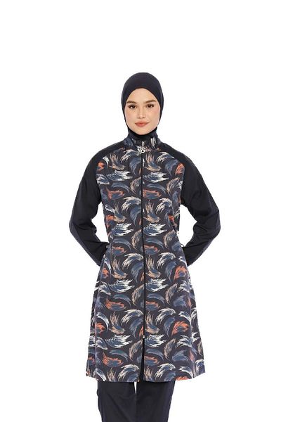 allsea Colorful Patterned Full Covered Hijab Swimsuit – Zippered C3T9N16