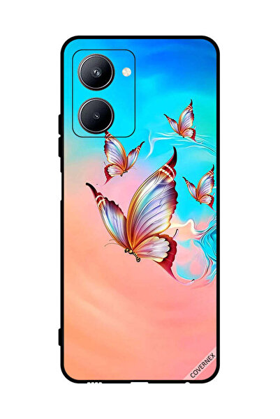 Covernex غطاء حماية لهاتف Realme C33 بتصميم فراشات تحلق فوق لون الطلاء