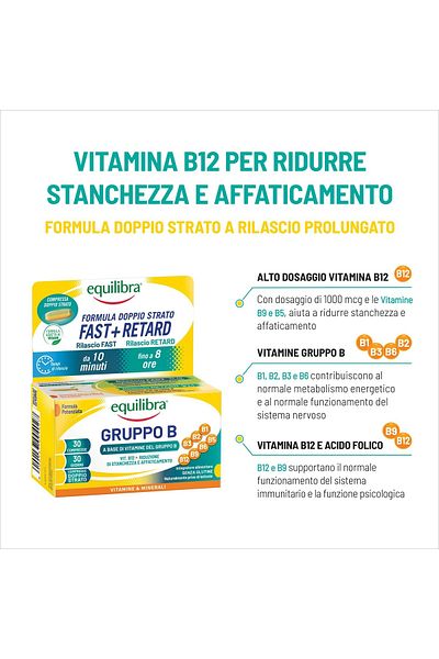 Equilibra Vitamin B Complex Double Layer, Slow and Fast Release, 30 Tablets, Equilibra
