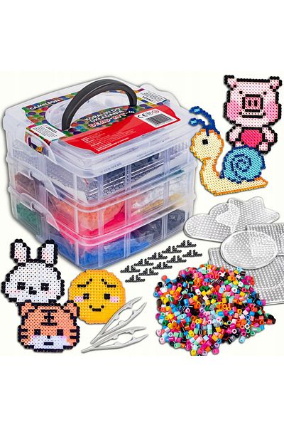 NewEvo Set of 8000 NewEvo Iron-on Beads in 15 Colors, 6 Transparent Stacking Pads, 2 Sheets of Iron Paper