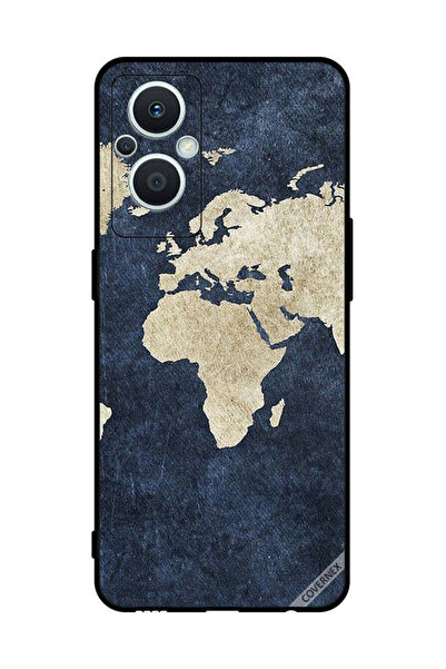 Covernex غطاء حماية لهاتف Oppo Reno 7 Lite بنمط خريطة على الجينز