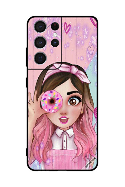 Covernex غطاء حماية لهاتف سامسونج S21 ألترا 5G، رسم فتاة محبة للدونات
