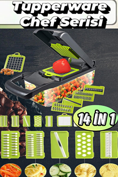 ESENLİWE Rendeleme 14 Parça Hazneli Sebze Doğrayıcı Dilimleyici Kesici Çok Fonksiyonlu Rende Seti