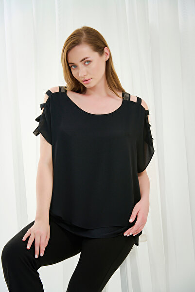 DE WHITES ΜΠΛΟΥΖΑ ΜΕΓΑΛΟΥ ΜΕΓΕΘΟΥΣ ΜΕ ΛΕΠΤΟΜΕΡΕΙΕΣ ΑΠΟ ΒΑΜΒΑΚΙ ΚΑΙ ΠΕΤΡΑ