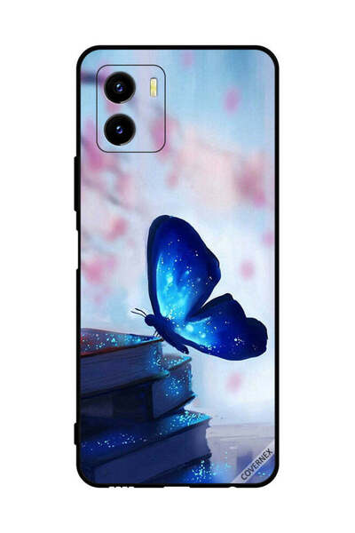 Covernex غطاء حماية لهاتف فيفو Y15s بتصميم فراشة على الكتب