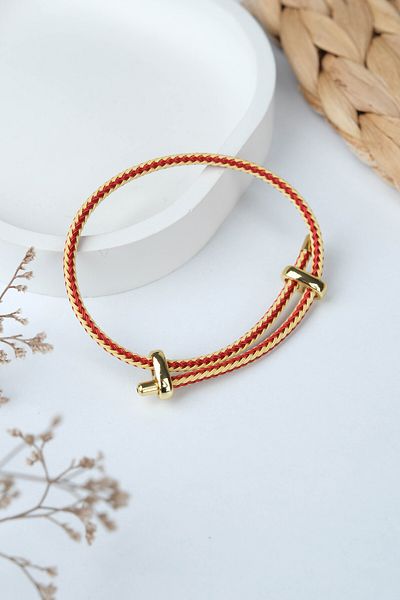 Jack Ferrero Gold Steel / Unisex Colorful String Bracelet (Adjustable)