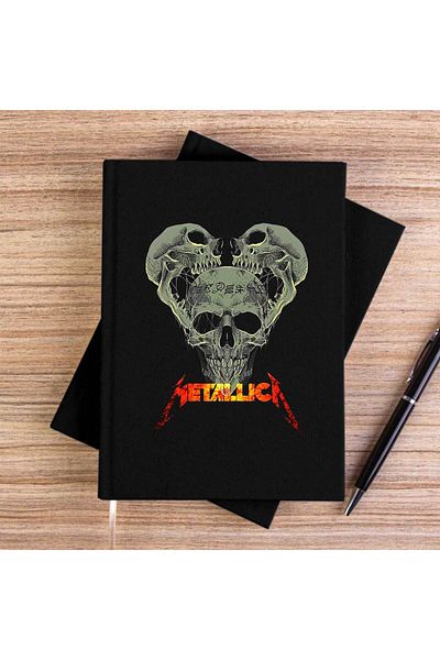 Z zepplin Metallica 3 Dry Heads Black Unlined Canvas Notebook