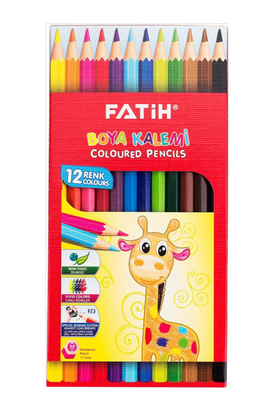 Fatih 12 قطعة من الألوان الجافة - أقلام التلوين - 12 قطعة / أقلام ملونة