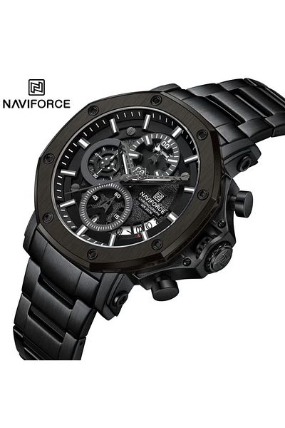 Naviforce Chronograph Luxury Watch with Multi Function Display Stainless Steel Strap Water Resistant