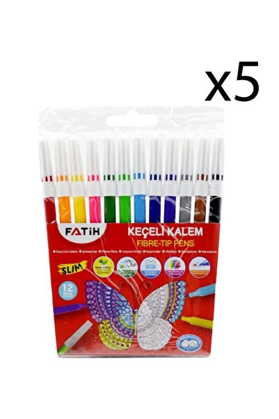 Fatih Keçeli Kalem Slim 12 Renk 5 Adet
