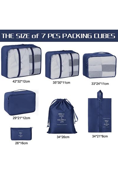 OEM Set 7 huse organizare bagaje, Bleumarin