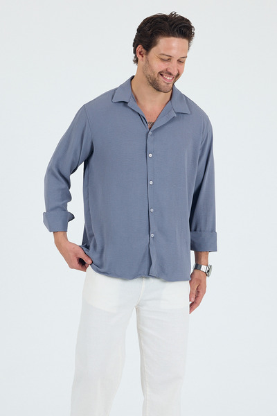 Trn JNS Summer Aerobin Linen Textured Oversize Men's Shirt