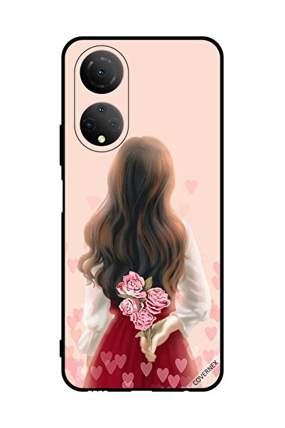 Covernex غطاء حماية لهاتف Honor X7 - فتاة تخفي الزهور