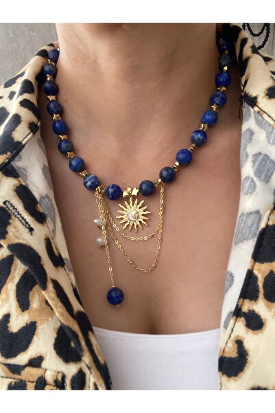 Byoz store طقم سوار وقلادة من حجر اللازورد الطبيعي