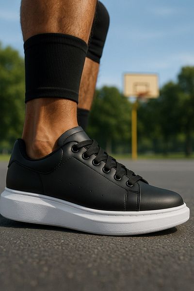 İmerShoes Casual Men's Sports Shoes Lace-Up Stitching Detail Lightweight Thick High Sole Sneaker Mc001