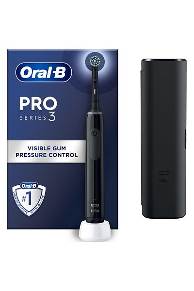 Oral-B Periuță de dinți electrică Pro 3 Cross Action, curățare 3D, 3 programe, 1 cap, neagră