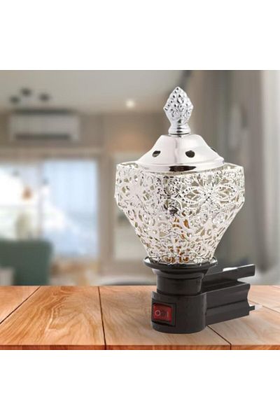 DLC Vintage Style Electric Incense Burner – Silver/Black Aromatherapy Bakhoor Warmer