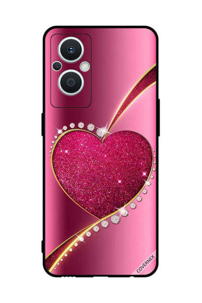 Covernex غطاء حماية لهاتف Oppo Reno 7 Lite بتصميم قلب لامع من الألماس